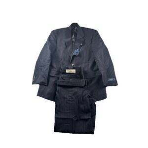 Chaps Two-Piece Suit Set Navy Striped Jacket 40R Pants 36x29 NWT